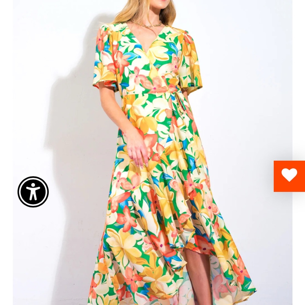 Floral Pattern Wrap Dress